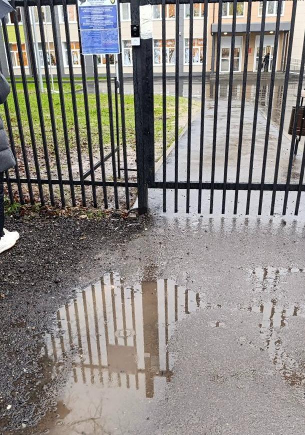 Путь к знаниям в Снегирях преграждает лужа