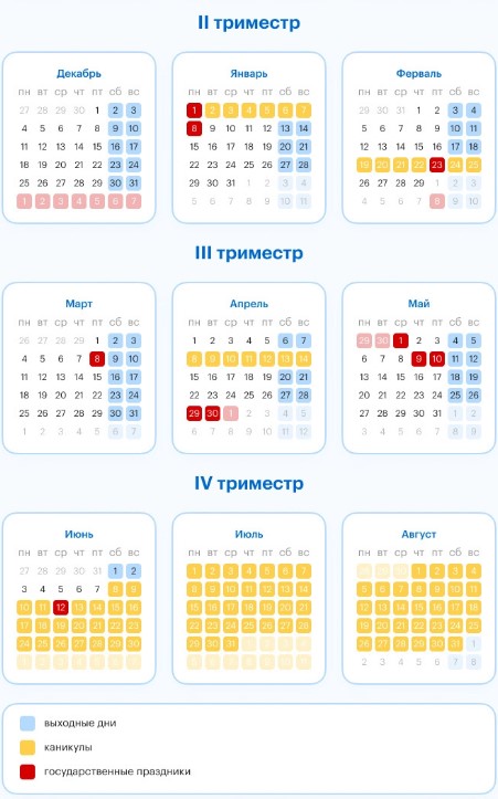 Когда школьные каникулы в 2024