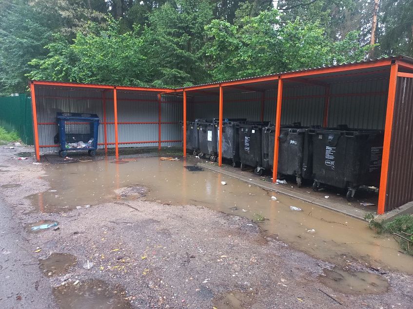 До контейнерной площадки жителям Пионерского предложили добираться вплавь