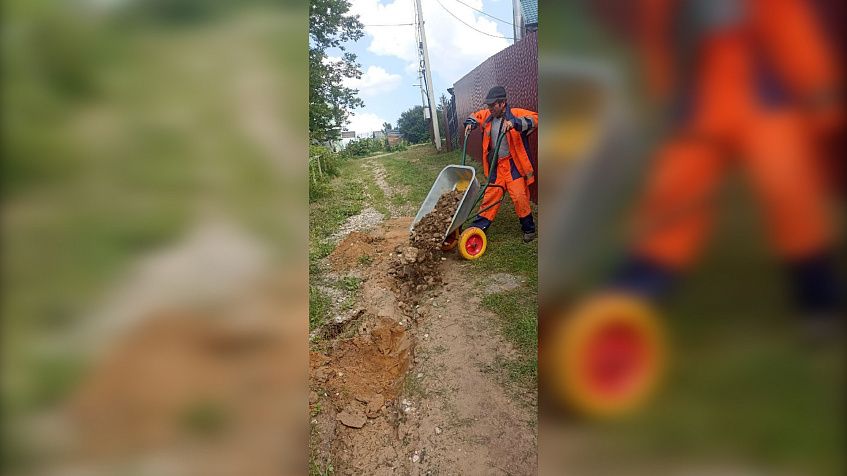 Опасный овраг, ведущий к школе с.Лучинское, укрепили камнями