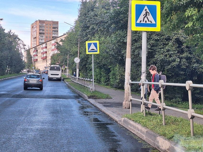 У пешеходного перехода в Истре появился картонный мальчик