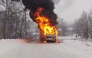 Вблизи деревни Ивановское сгорел рейсовый автобус