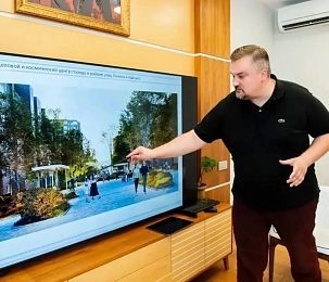 Территория у ЗАГСа в Истре: навес, зеркальная сфера и новые маршруты